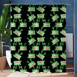 Green Alien Monster Pattern Black Shower Curtain 60  x 72  (Medium)  60 x72  Curtain