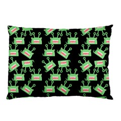 Green Alien Monster Pattern Black Pillow Case (two Sides) by snowwhitegirl