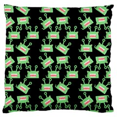 Green Alien Monster Pattern Black Large Cushion Case (one Side) by snowwhitegirl