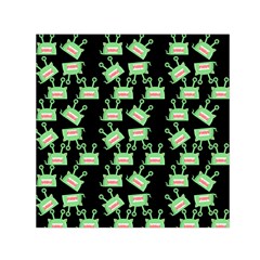 Green Alien Monster Pattern Black Small Satin Scarf (square) by snowwhitegirl