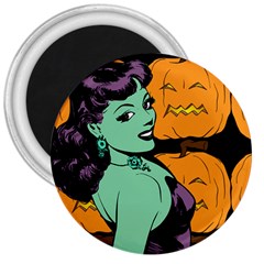 Zombie Retro Girl Black 3  Magnets by snowwhitegirl