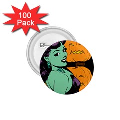 Zombie Retro Girl Black 1 75  Buttons (100 Pack) 