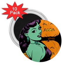 Zombie Retro Girl Black 2 25  Magnets (10 Pack)  by snowwhitegirl