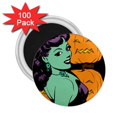 Zombie Retro Girl Black 2 25  Magnets (100 Pack)  by snowwhitegirl