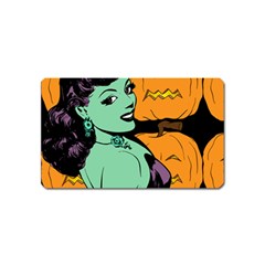 Zombie Retro Girl Black Magnet (name Card) by snowwhitegirl