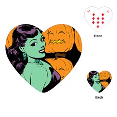 Zombie Retro Girl Black Playing Cards (heart)