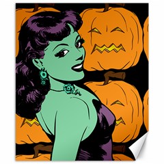 Zombie Retro Girl Black Canvas 8  X 10  by snowwhitegirl