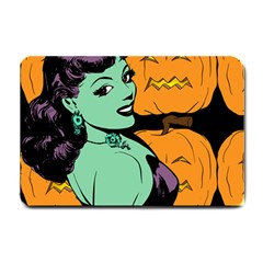 Zombie Retro Girl Black Small Doormat  by snowwhitegirl