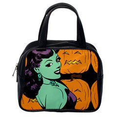 Zombie Retro Girl Black Classic Handbag (one Side) by snowwhitegirl