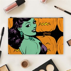 Zombie Retro Girl Black Cosmetic Bag (large) by snowwhitegirl