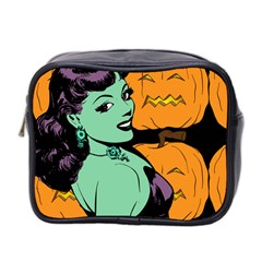 Zombie Retro Girl Black Mini Toiletries Bag (two Sides) by snowwhitegirl