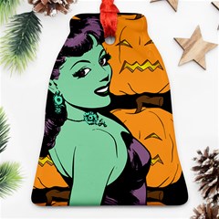 Zombie Retro Girl Black Bell Ornament (two Sides)