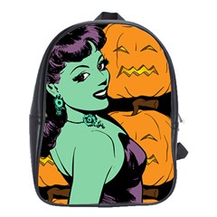 Zombie Retro Girl Black School Bag (xl) by snowwhitegirl