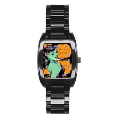 Zombie Retro Girl Black Stainless Steel Barrel Watch by snowwhitegirl