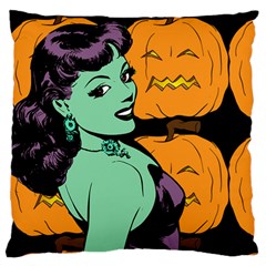 Zombie Retro Girl Black Large Flano Cushion Case (two Sides) by snowwhitegirl