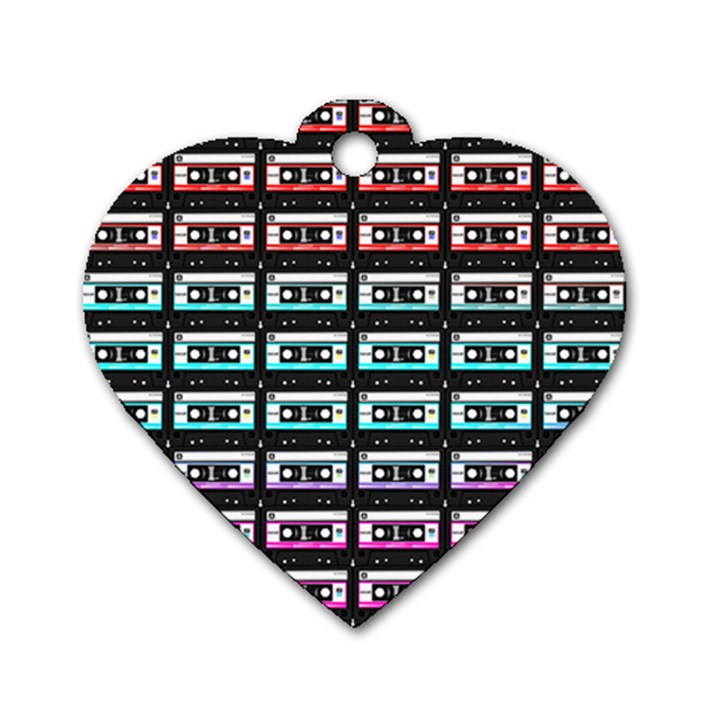 Three Color Ombre Cassette Dog Tag Heart (Two Sides)