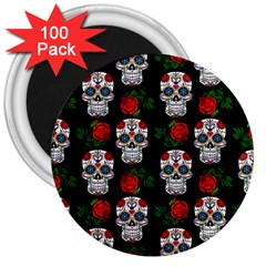 Skull Pattern Black 3  Magnets (100 Pack) by snowwhitegirl