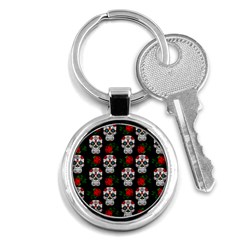 Skull Pattern Black Key Chains (round)  by snowwhitegirl