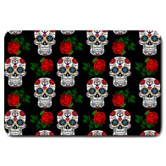 Skull Pattern Black Large Doormat  by snowwhitegirl