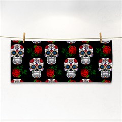 Skull Pattern Black Hand Towel by snowwhitegirl