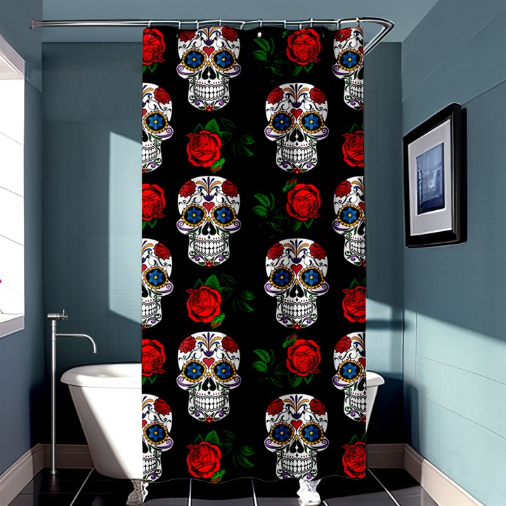 Skull Pattern Black Shower Curtain 36  x 72  (Stall) 