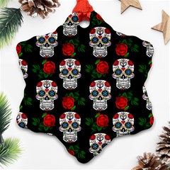 Skull Pattern Black Ornament (snowflake) by snowwhitegirl