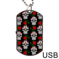 Skull Pattern Black Dog Tag Usb Flash (two Sides) by snowwhitegirl