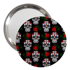 Skull Pattern Black 3  Handbag Mirrors by snowwhitegirl