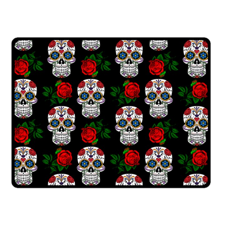 Skull Pattern Black Double Sided Fleece Blanket (Small) 