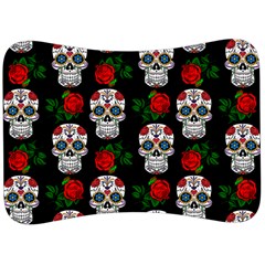 Skull Pattern Black Velour Seat Head Rest Cushion