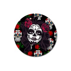 Mexican Skull Lady Magnet 3  (round) by snowwhitegirl