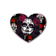 Mexican Skull Lady Heart Coaster (4 Pack)  by snowwhitegirl