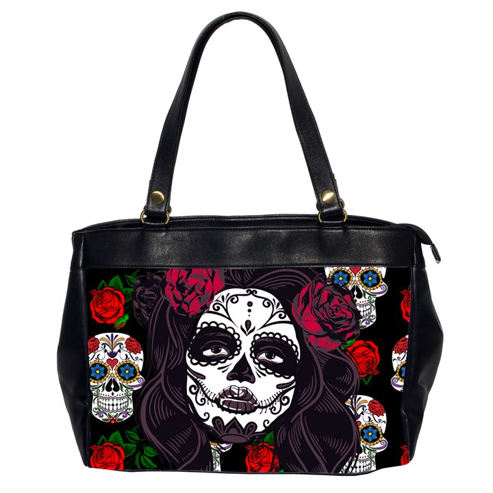 Mexican Skull Lady Oversize Office Handbag (2 Sides)