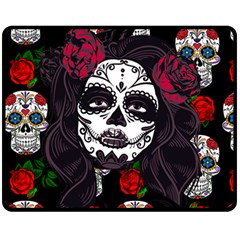 Mexican Skull Lady Double Sided Fleece Blanket (medium)  by snowwhitegirl