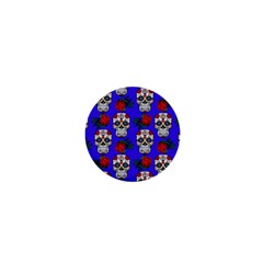 Skull Pattern Blue 1  Mini Buttons