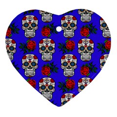 Skull Pattern Blue Ornament (Heart)