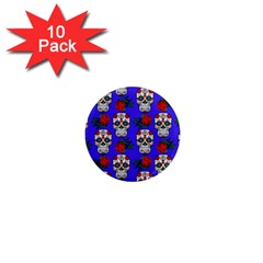 Skull Pattern Blue 1  Mini Magnet (10 pack) 