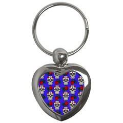 Skull Pattern Blue Key Chains (Heart) 