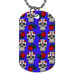 Skull Pattern Blue Dog Tag (One Side)