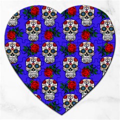 Skull Pattern Blue Jigsaw Puzzle (heart) by snowwhitegirl