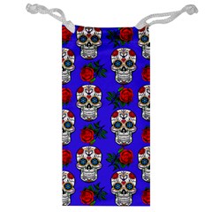 Skull Pattern Blue Jewelry Bag