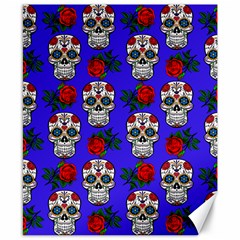 Skull Pattern Blue Canvas 8  x 10 