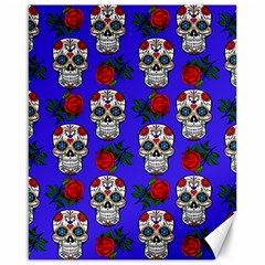 Skull Pattern Blue Canvas 16  x 20 