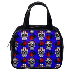 Skull Pattern Blue Classic Handbag (One Side)