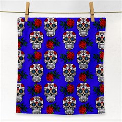 Skull Pattern Blue Face Towel