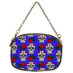 Skull Pattern Blue Chain Purse (One Side)