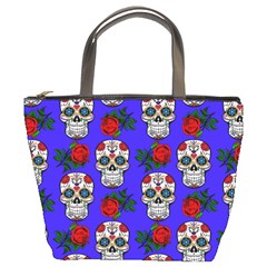 Skull Pattern Blue Bucket Bag by snowwhitegirl