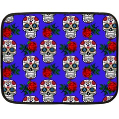 Skull Pattern Blue Double Sided Fleece Blanket (Mini) 