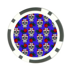 Skull Pattern Blue Poker Chip Card Guard (10 pack)