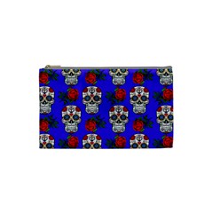 Skull Pattern Blue Cosmetic Bag (Small)